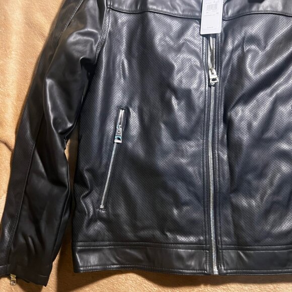 NWT Guess LS Beau Perforated Jet Black Full Zip‎ Jacket Sz. XL (N) - Picture 2 of 8
